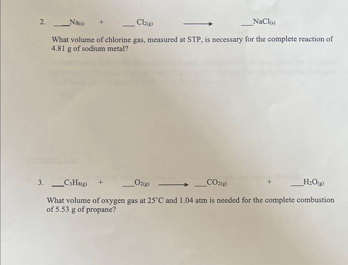 Solved What volume of chlorine gas, measured at STP, is