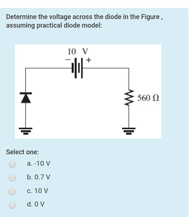 Solved Determine the voltage across the diode in the Figure, | Chegg.com