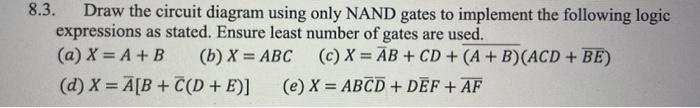 Solved 3.3. Draw The Circuit Diagram Using Only NAND Gates | Chegg.com