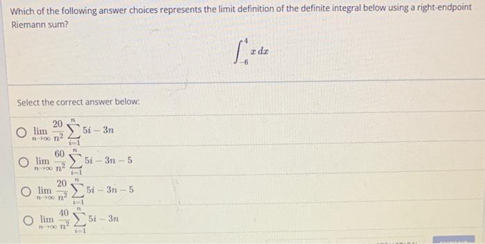 Solved Which of the following answer choices represents the | Chegg.com