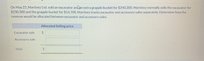 Solved On May 22, Martinez Ltd. sold an excavator and an | Chegg.com