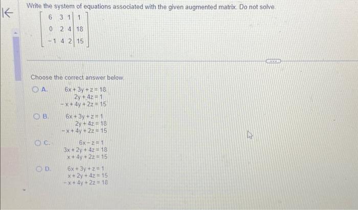 Solved K Write the system of equations associated with the