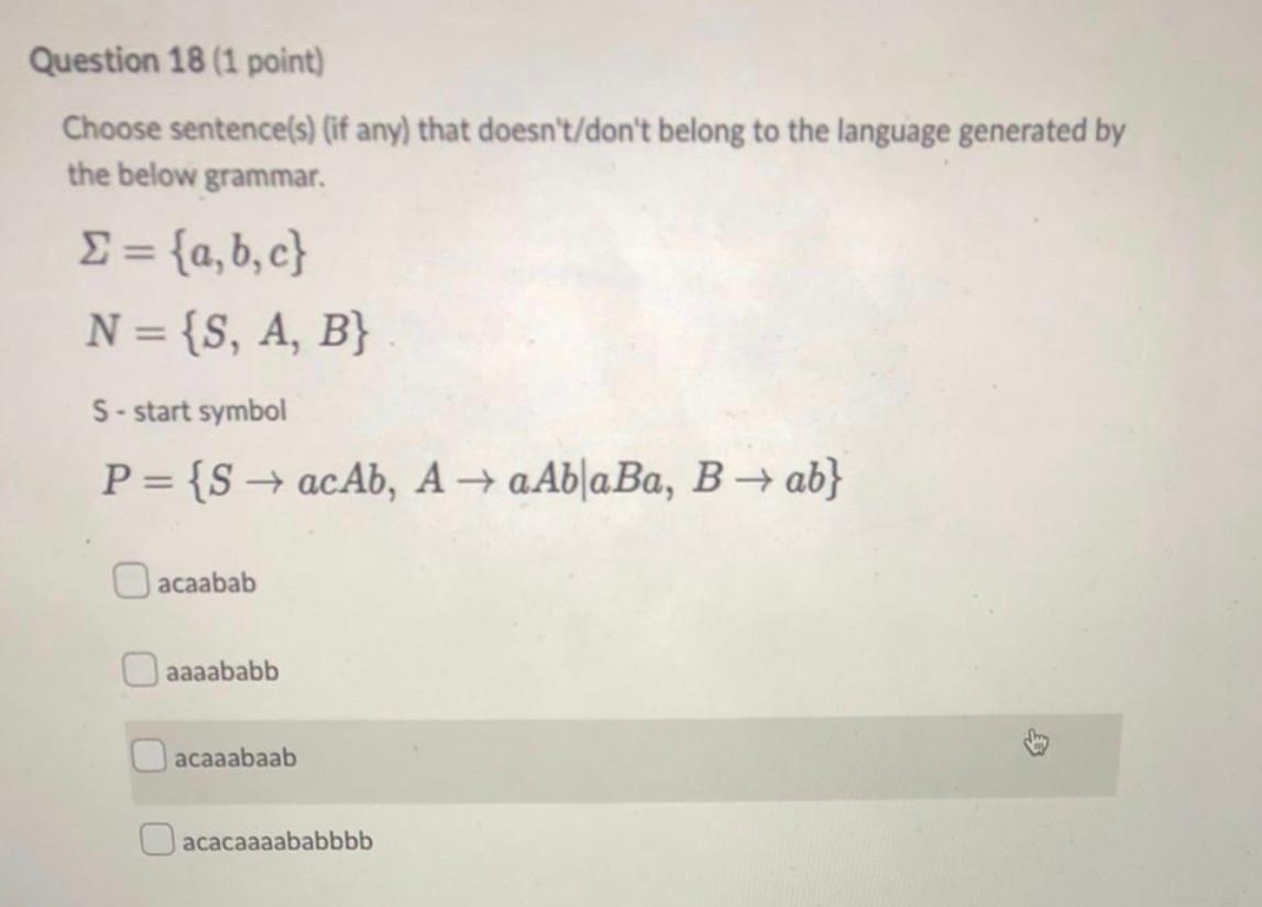 Solved Question 18 (1 Point) Choose Sentence(s) (if Any) | Chegg.com