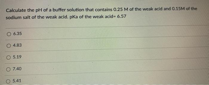 Solved Calculate the pH of a buffer solution that contains | Chegg.com
