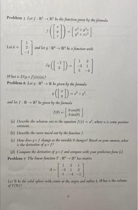 Solved Problem S Let F R3→r2 Be The Function Given By The