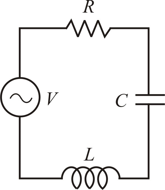 Solved: A series RLC circuit with an AC voltage source is shown ...