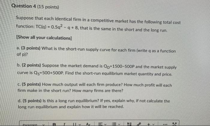 Solved Question 4 (15 points) Suppose that each identical | Chegg.com