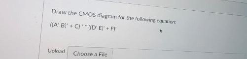 Solved Draw the CMOS diagram for the following equation: | Chegg.com