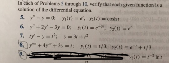 Solved In each of Problems 5 through 10, verify that each | Chegg.com