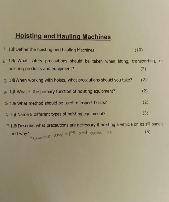Solved Hoisting and Hauling Machines 1.0 Define the hoisting