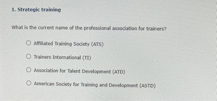 American Society For Training and Development