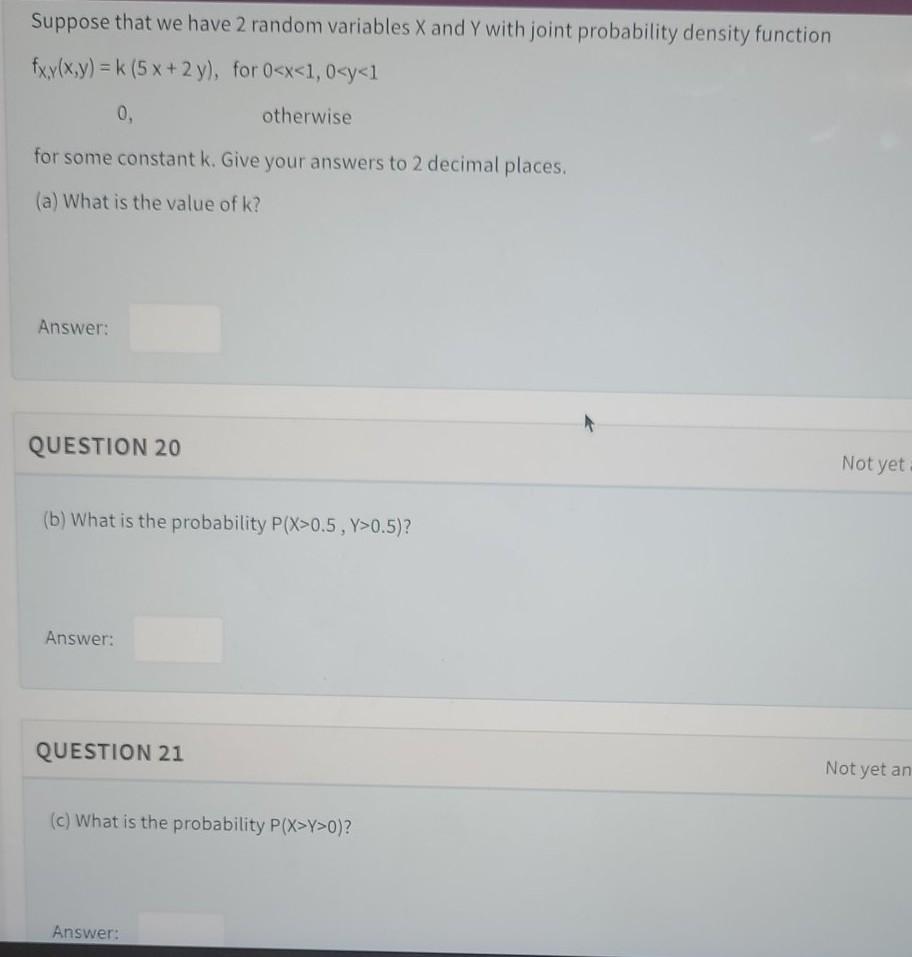 Solved Suppose that we have 2 random variables X and Y with | Chegg.com