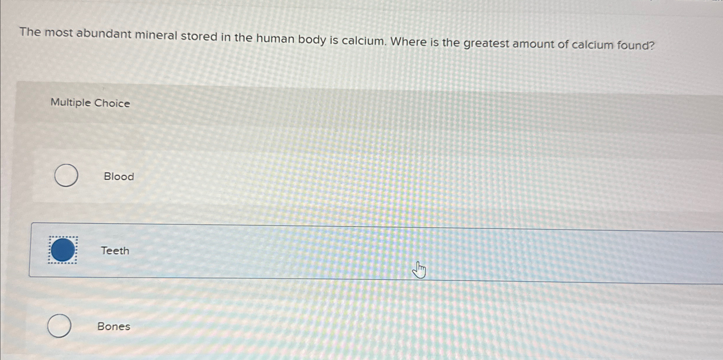Solved The most abundant mineral stored in the human body is | Chegg.com
