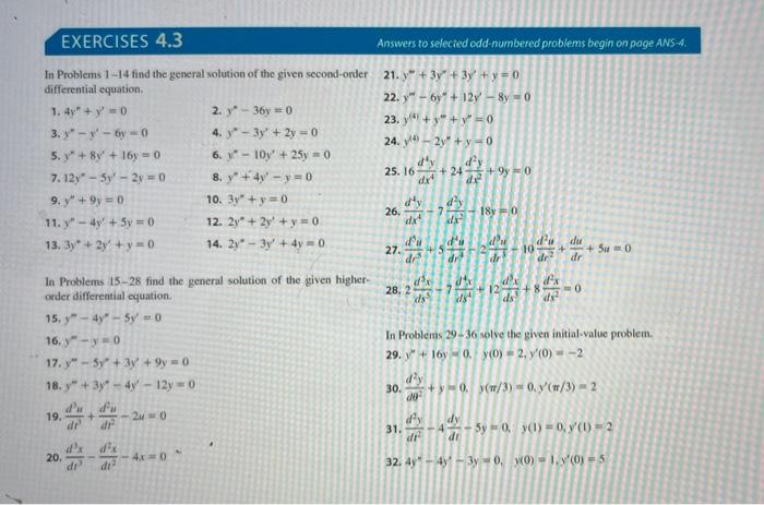 Solved EXERCISES 4.3 Answers To Selected Odd-numbered | Chegg.com