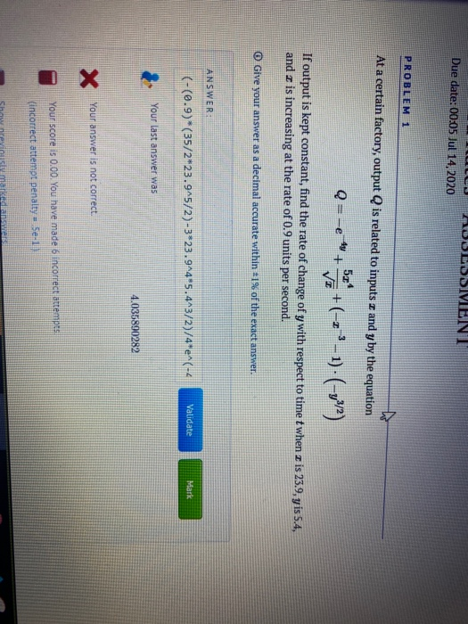 Solved PKUBLEM I At a certain factory, output Q is related | Chegg.com