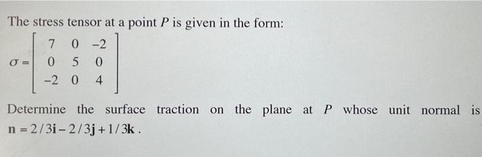 Solved The stress tensor at a point P is given in the form: | Chegg.com