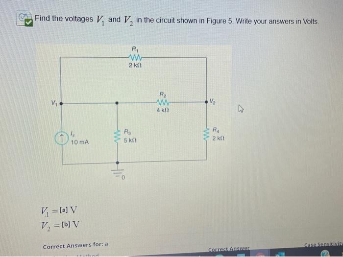 Solved Find the voltages V and V, in the circuit shown in | Chegg.com