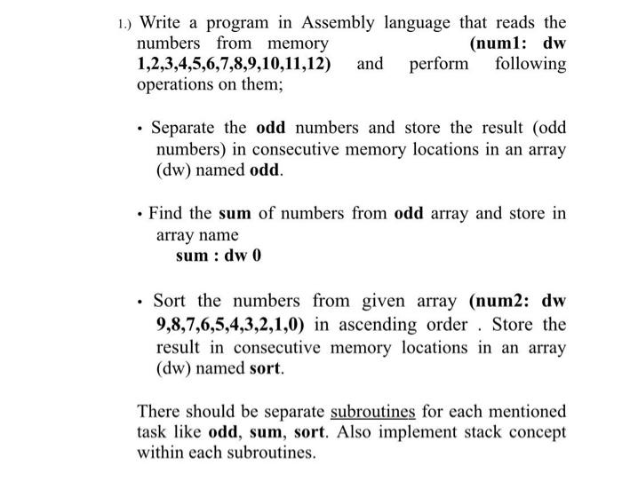 Solved 1.) Write a program in Assembly language that reads | Chegg.com