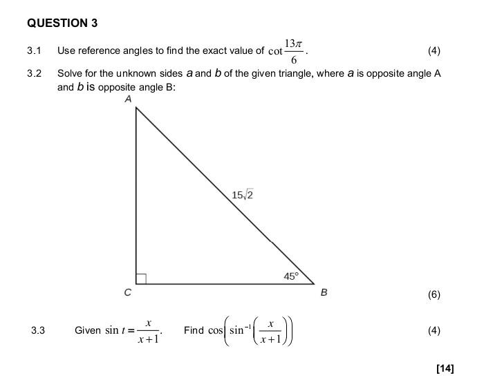 Solved 3.1 Use reference angles to find the exact value of | Chegg.com