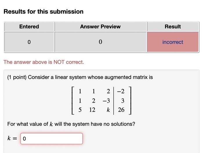 Solved Results For This Submission Entered Answer Preview | Chegg.com