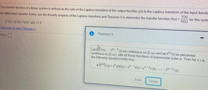 Solved The transfer function of a linear system is defined | Chegg.com