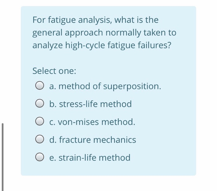 Solved For fatigue analysis, what is the general approach | Chegg.com