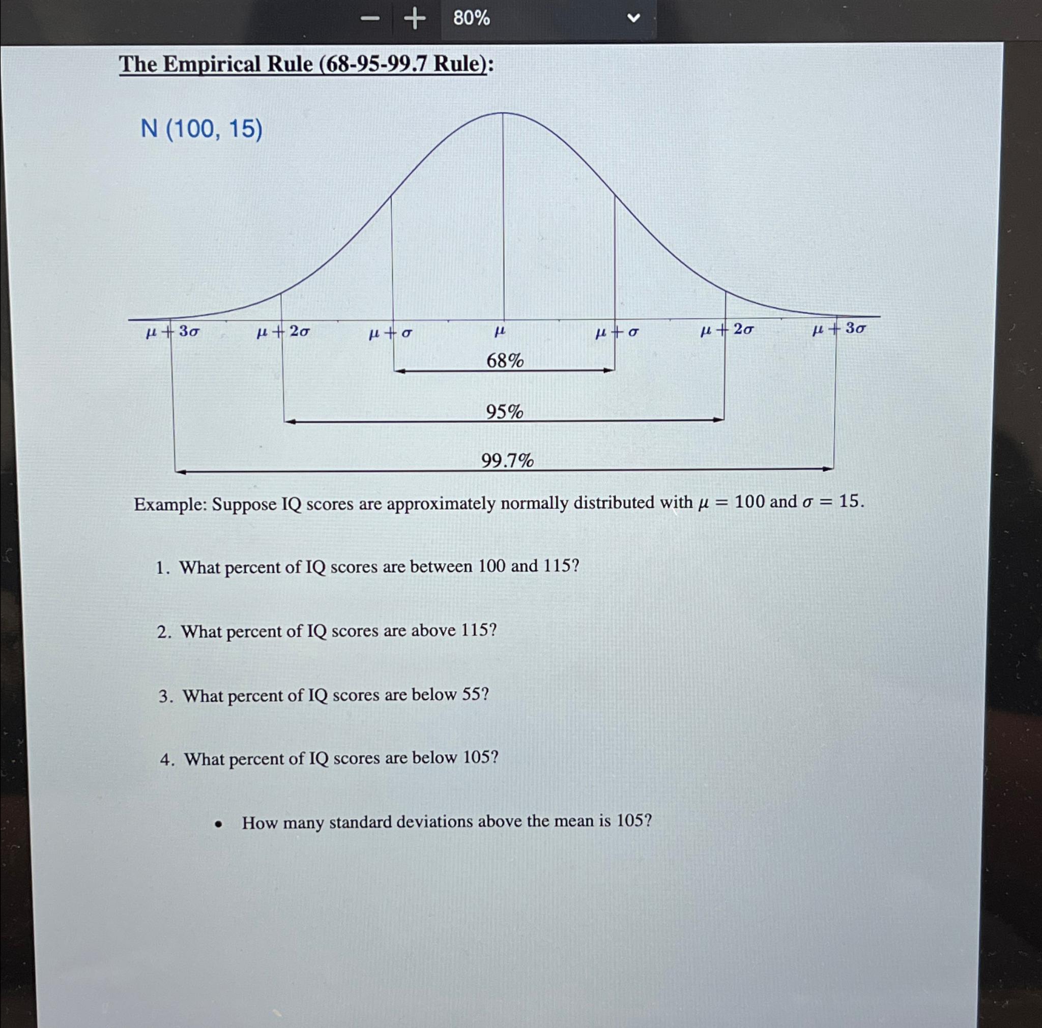 Solved The Empirical Rule (68-95-99.7 ﻿Rule):Example: | Chegg.com