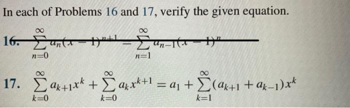 Solved In each of Problems 16 and 17 , verify the given | Chegg.com