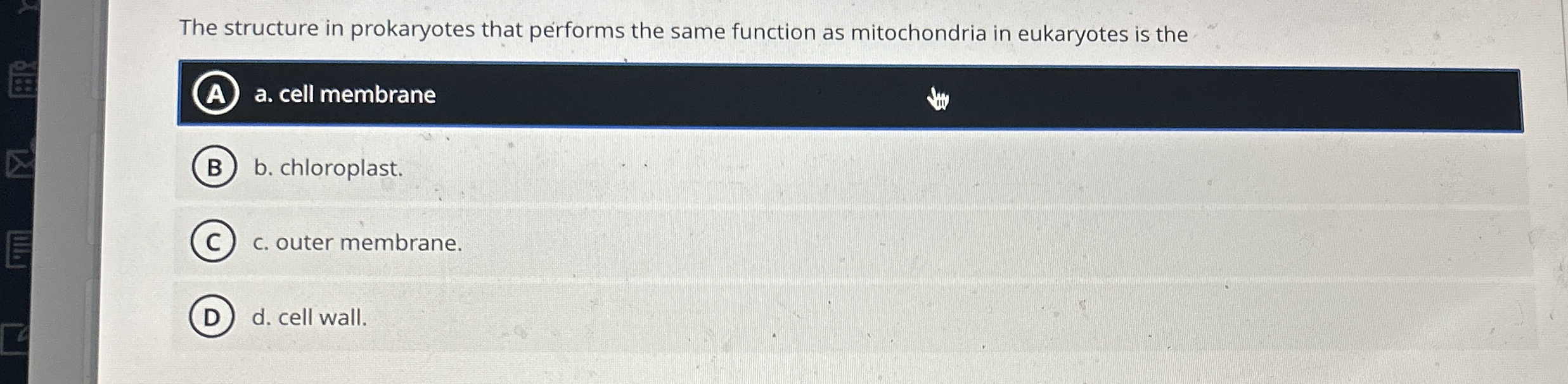 Solved The structure in prokaryotes that performs the same