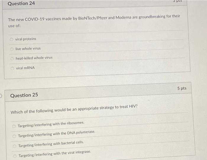 Solved эрсэ 3 Question 24 The new COVID-19 vaccines made by | Chegg.com