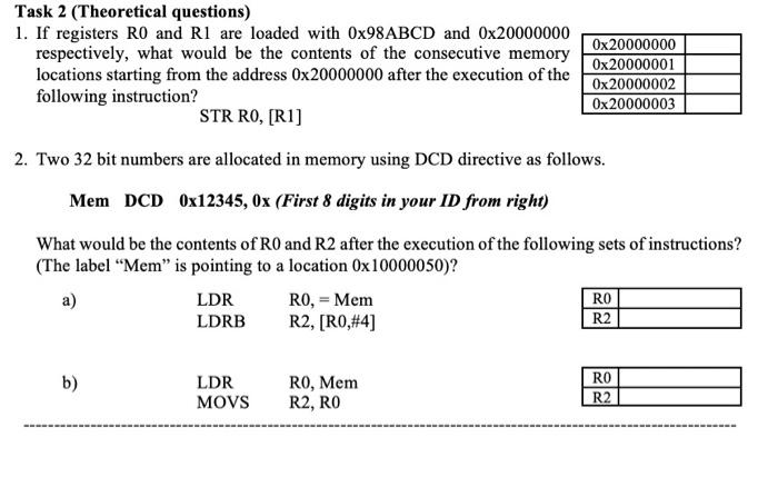 Task 2 (Theoretical questions) 1. If registers RO and | Chegg.com