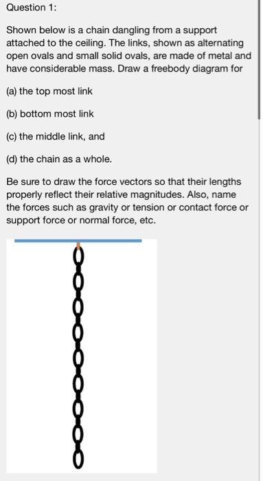 Solved Question 1: Shown below is a chain dangling from a | Chegg.com