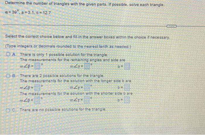 Solved Determine the number of triangles with the given | Chegg.com