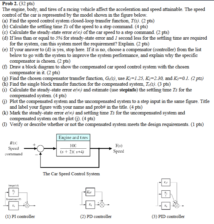 Prob 2. (32 ﻿pts) ﻿The engine, body, and tires of a | Chegg.com