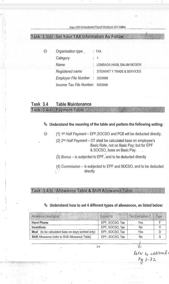 Sage UBS Computerwed Payroll Workbook 2011 Edition  Chegg.com