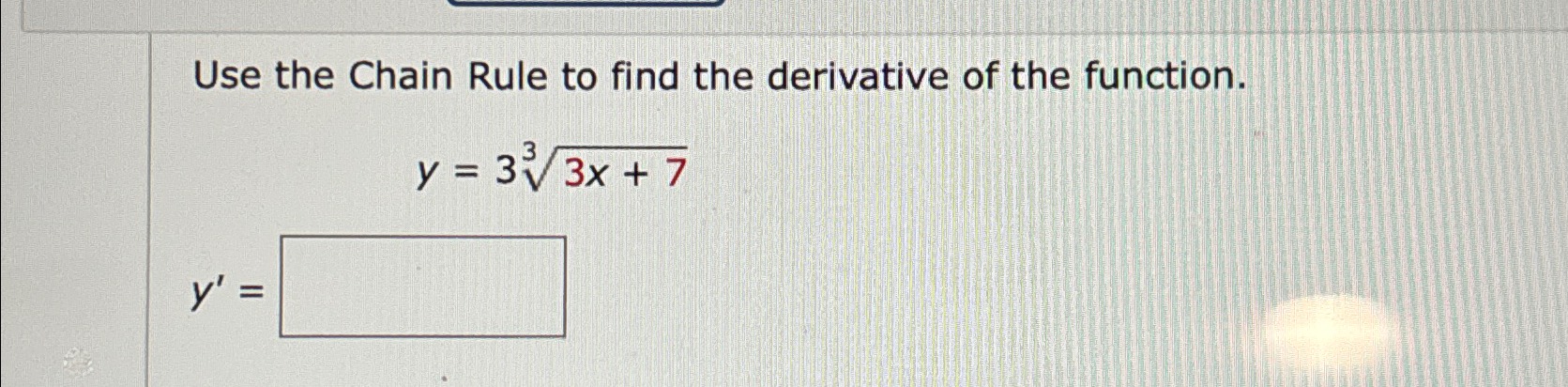 Solved Use the Chain Rule to find the derivative of the | Chegg.com