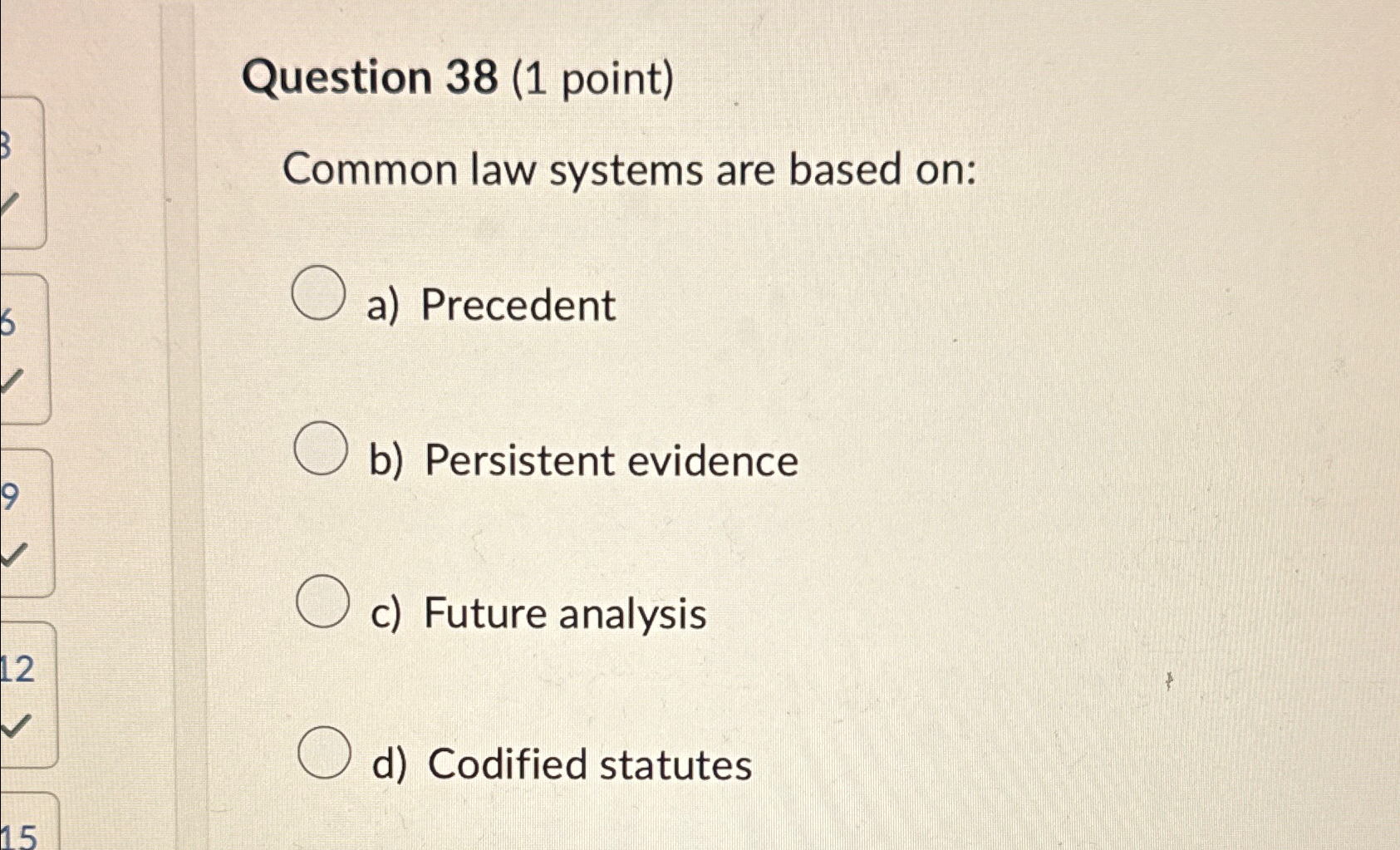 Solved Question 38 (1 law systems are based