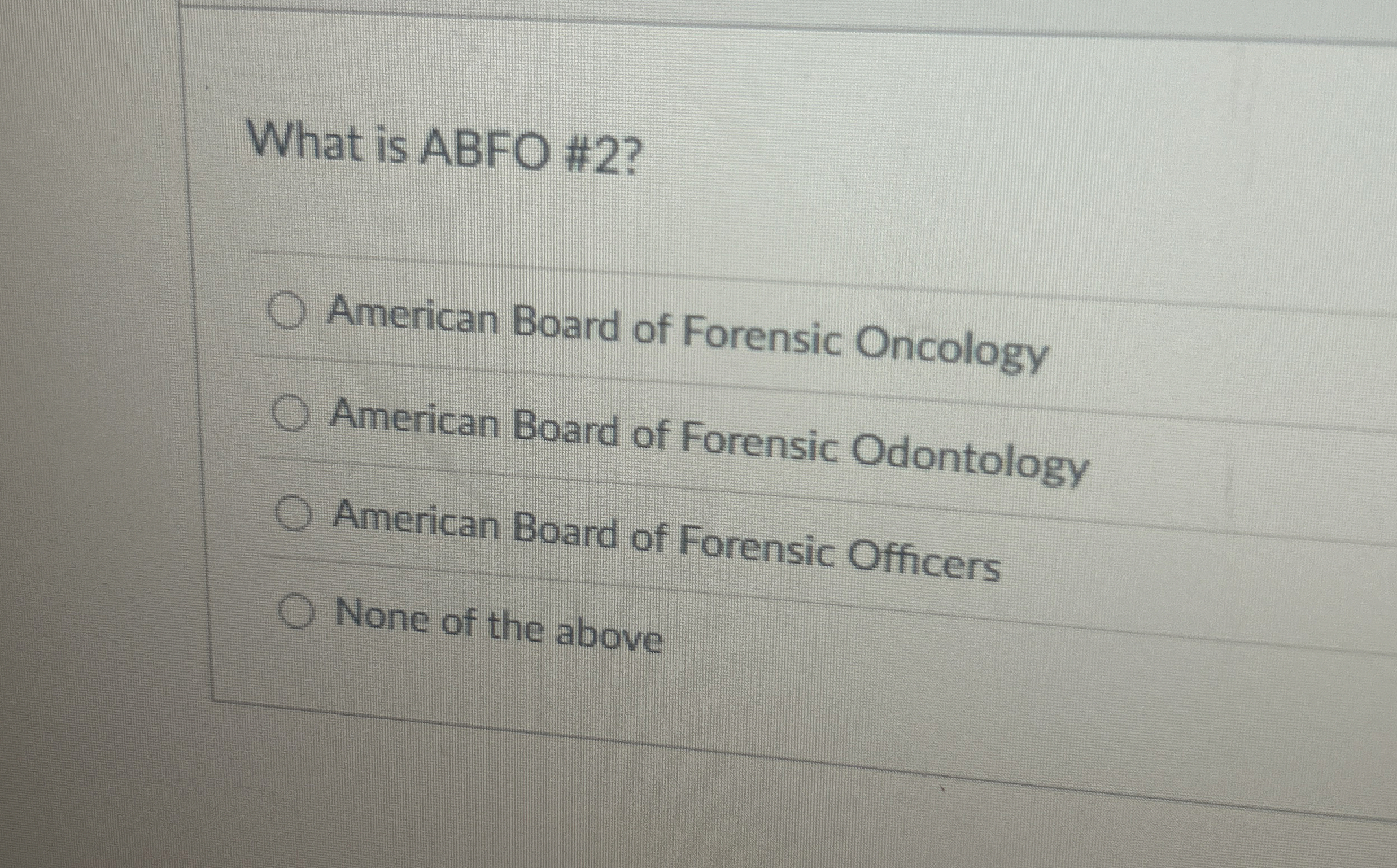 Solved What is ABFO #2?American Board of Forensic | Chegg.com