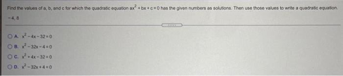 Solved Find The Values Of A, B, And C For Which The | Chegg.com