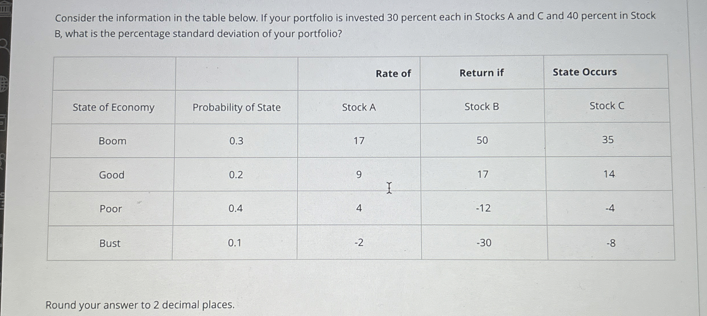 Solved Consider the information in the table below. If your | Chegg.com