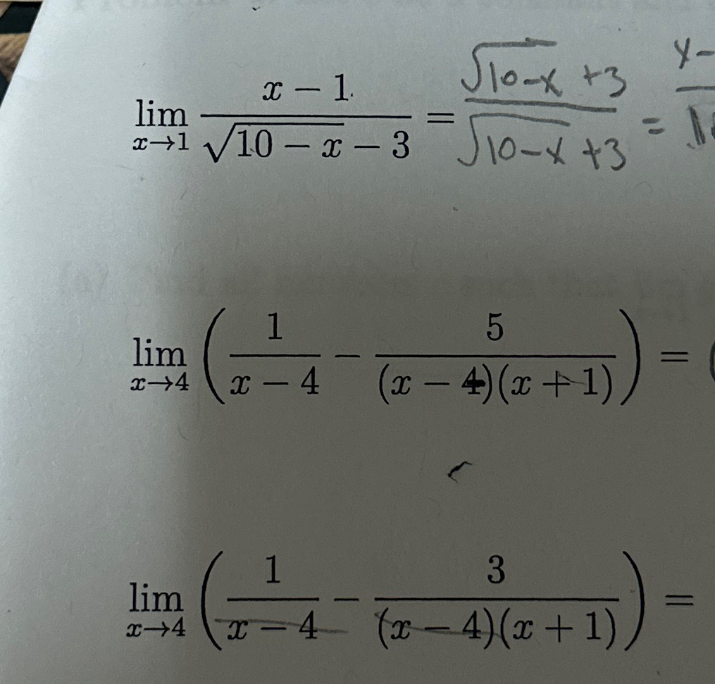 Solved Limx→1x 110 X2 3 Limx→4 1x 4 5 X 4 X 1 Limx→4 1x 4