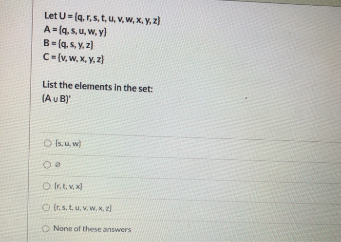 Solved Let U Q R S T U V W X Y Z A Q S U Chegg Com