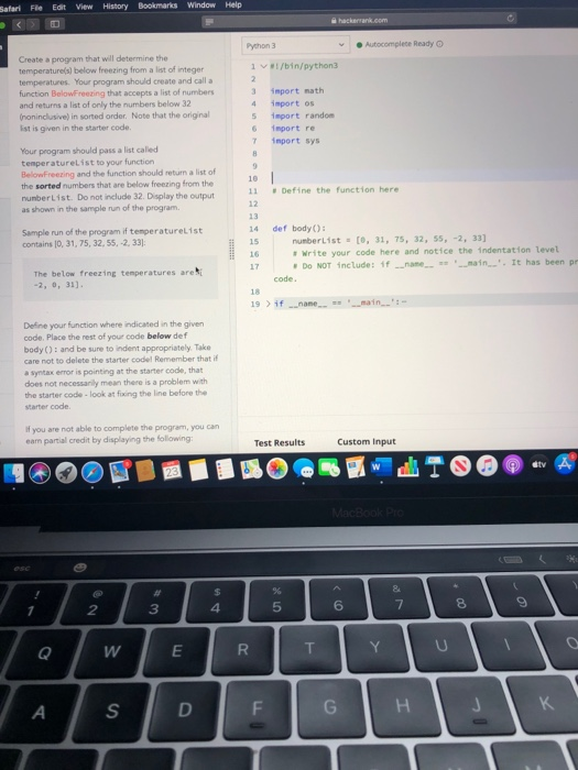 Solved Bateri Foto View History Bookmarks Window Help Python | Chegg.com