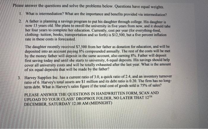 Solved Please answer the questions and solve the problems | Chegg.com