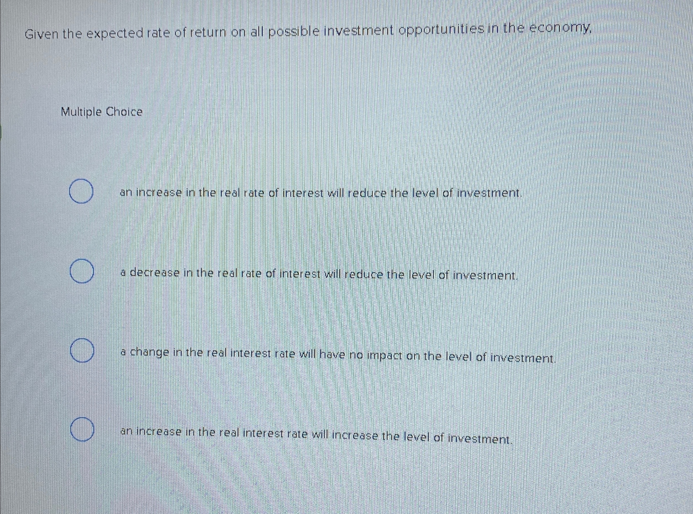 Solved Given the expected rate of return on all possible | Chegg.com