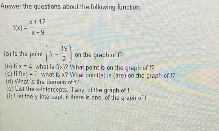 Solved Answer the questions about the following function. | Chegg.com