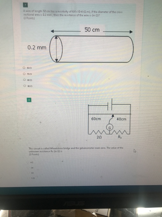 Solved A wire of length 50 cm has a resistivity of 44x10-6 | Chegg.com