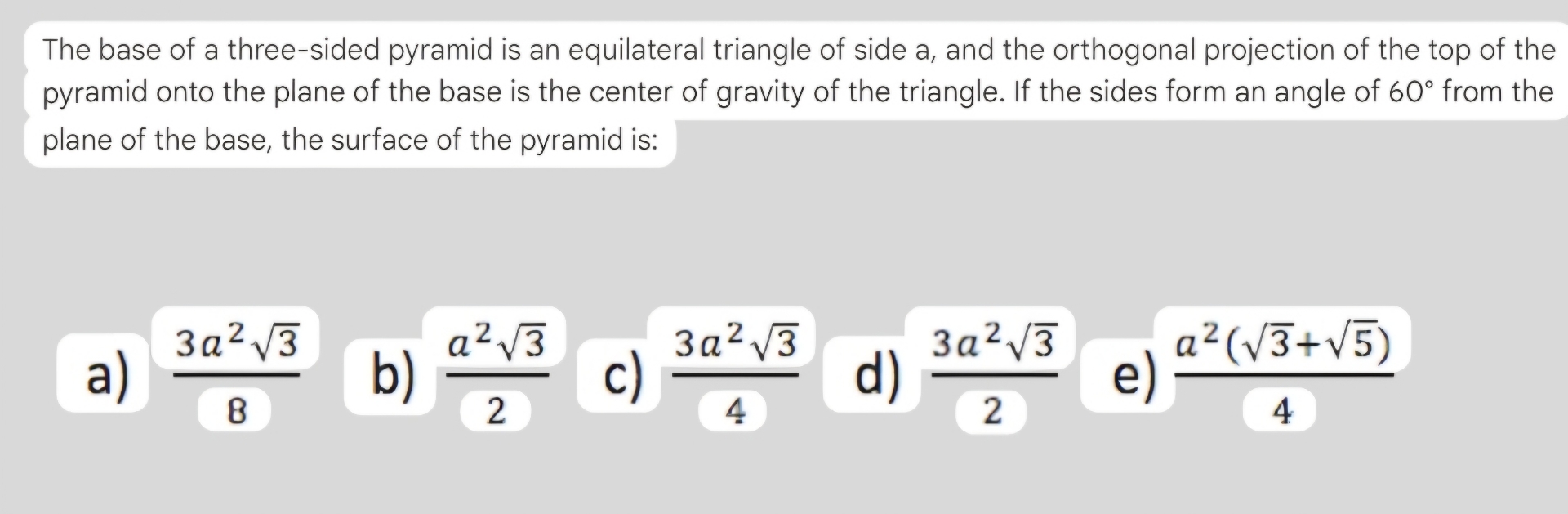 Solved The base of a three-sided pyramid is an equilateral | Chegg.com