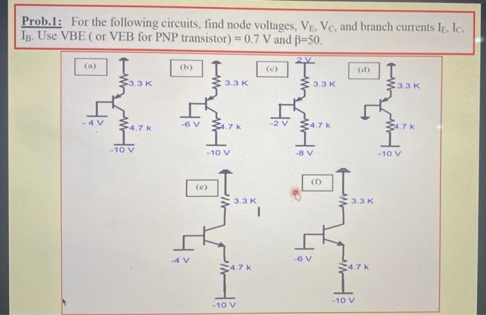 Solved Prob.1: For the following circuits, find node | Chegg.com
