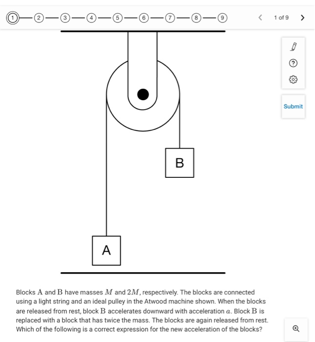 Solved 8 1 Of 9 3 4 6 Submit В А Blocks A And B Have Masses | Chegg.com